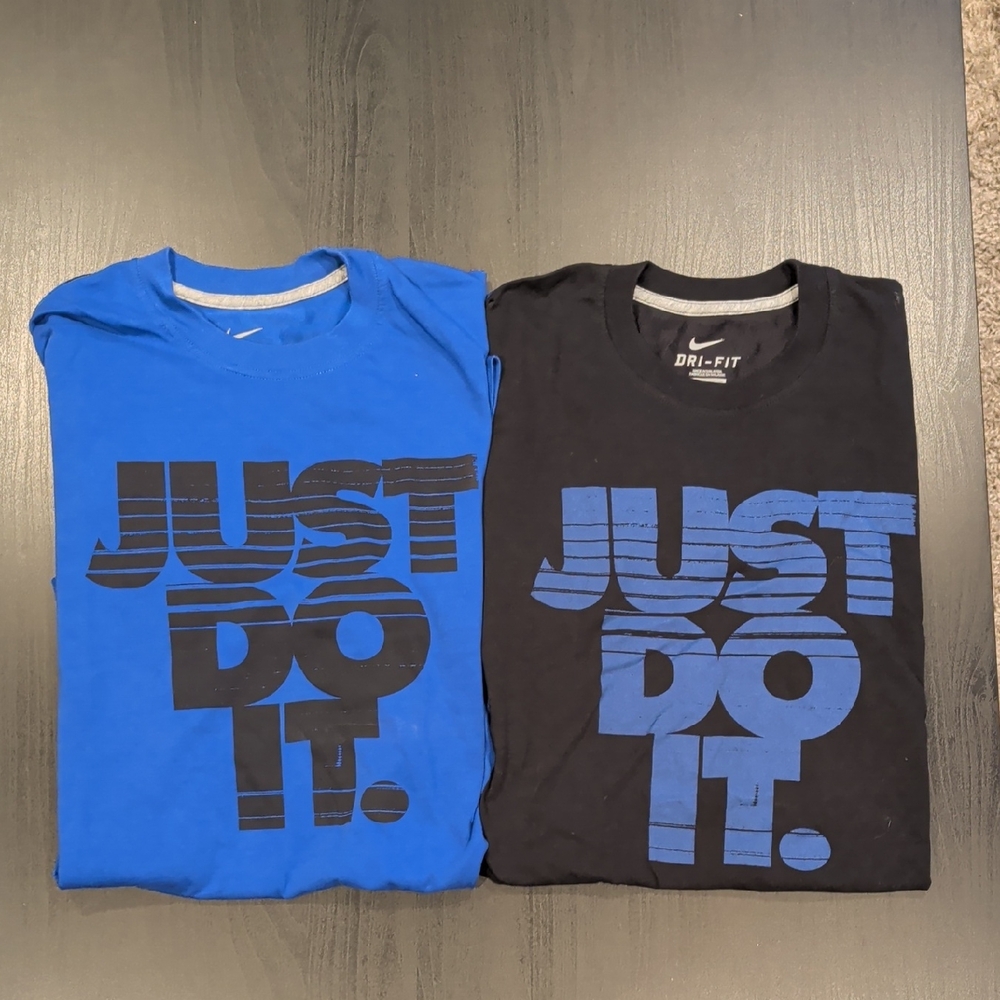 Nike Mens Dual 'Just Do It.' Graphic Tee Set - Blue & Black